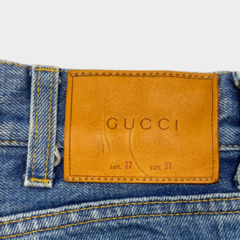 Gucci men's blue cotton straight leg jeans