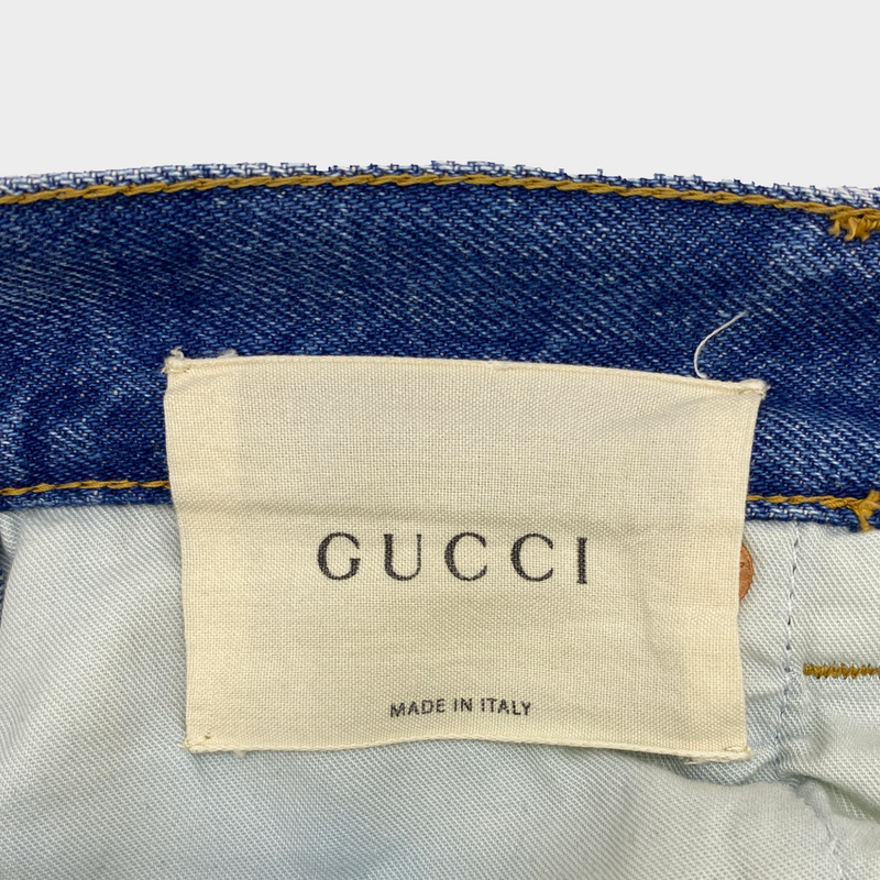 Gucci men's blue cotton straight leg jeans