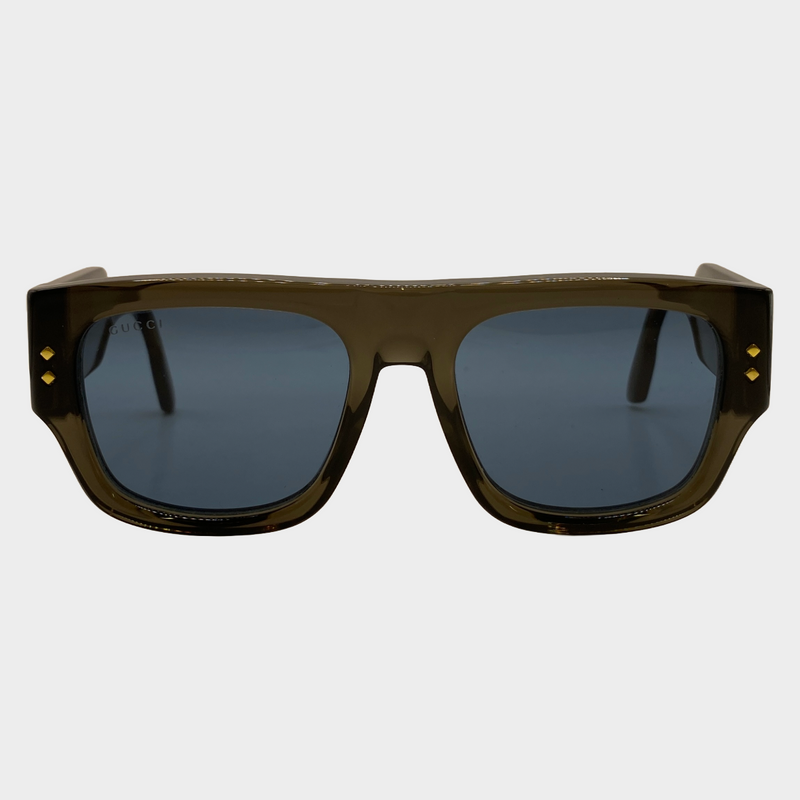Gucci men's grey clear acetate sunglasses
