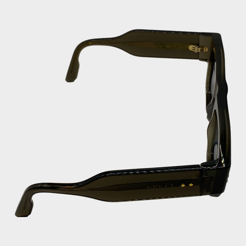 Gucci men's grey clear acetate sunglasses