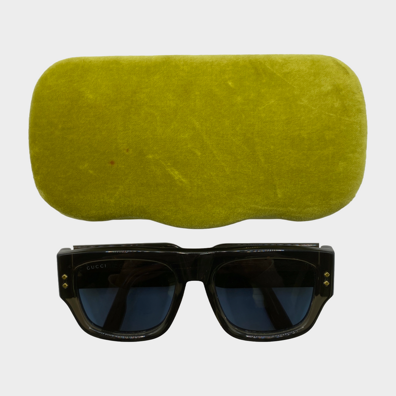 Gucci men's grey clear acetate sunglasses