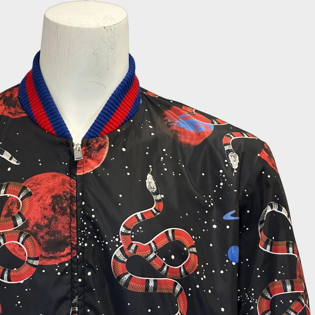 Gucci men's multicoloured cosmo snake print nylon windbreaker