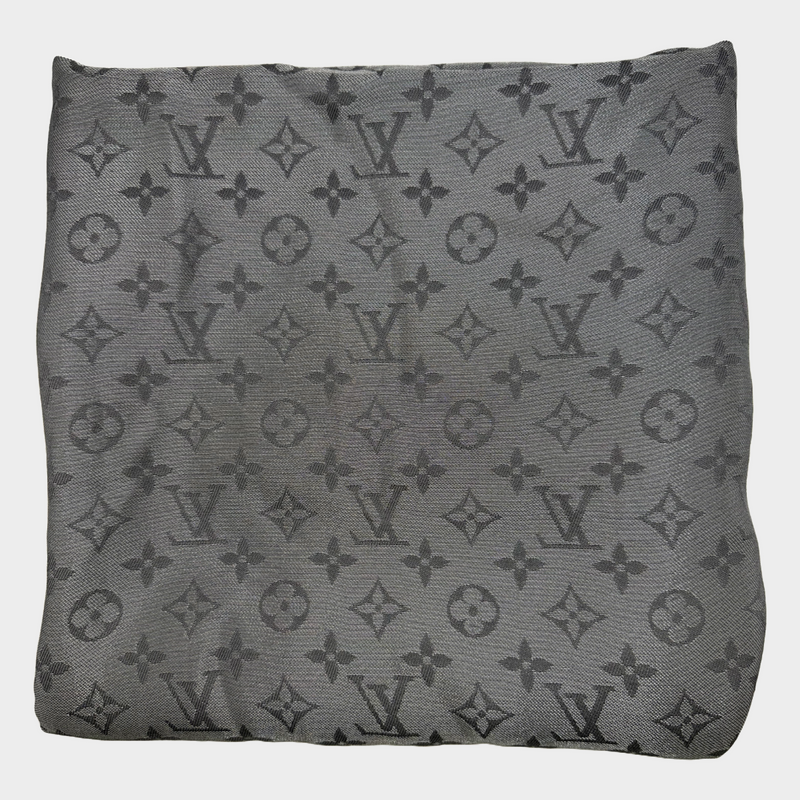 Louis Vuitton women's silver metallic silk blend extra large double sided scarf