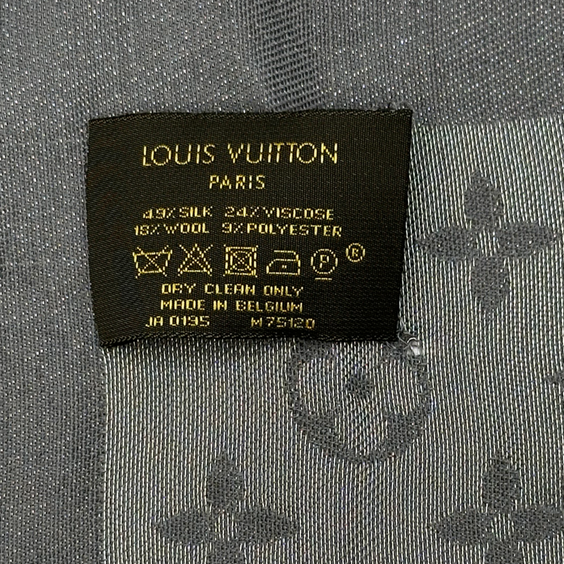 Louis Vuitton women's silver metallic silk blend extra large double sided scarf