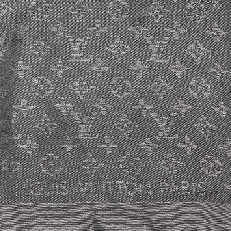 Louis Vuitton women's silver metallic silk blend extra large double sided scarf