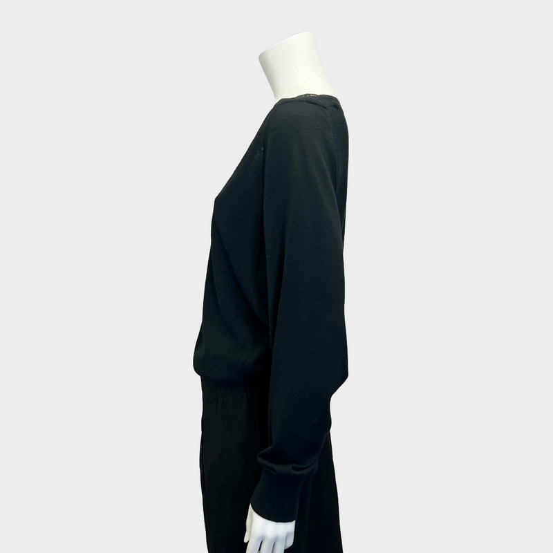 Chloe women's black wool silk blend V-neck jumper