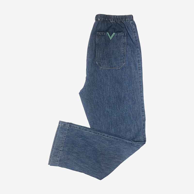 Valentino women's blue denim drawstring jeans metal V