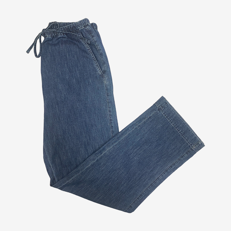 Valentino women's blue denim drawstring jeans metal V