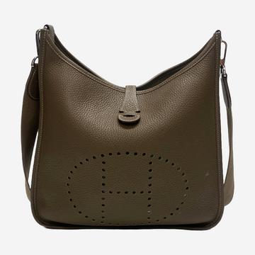 Hermes Evelyne brown grained leather crossbody bag with