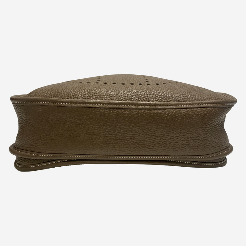 Hermes Evelyne brown grained leather crossbody bag with silver hardware