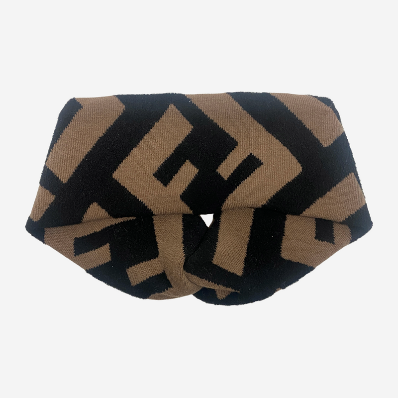 Fendi women's black and brown wool monogram headband