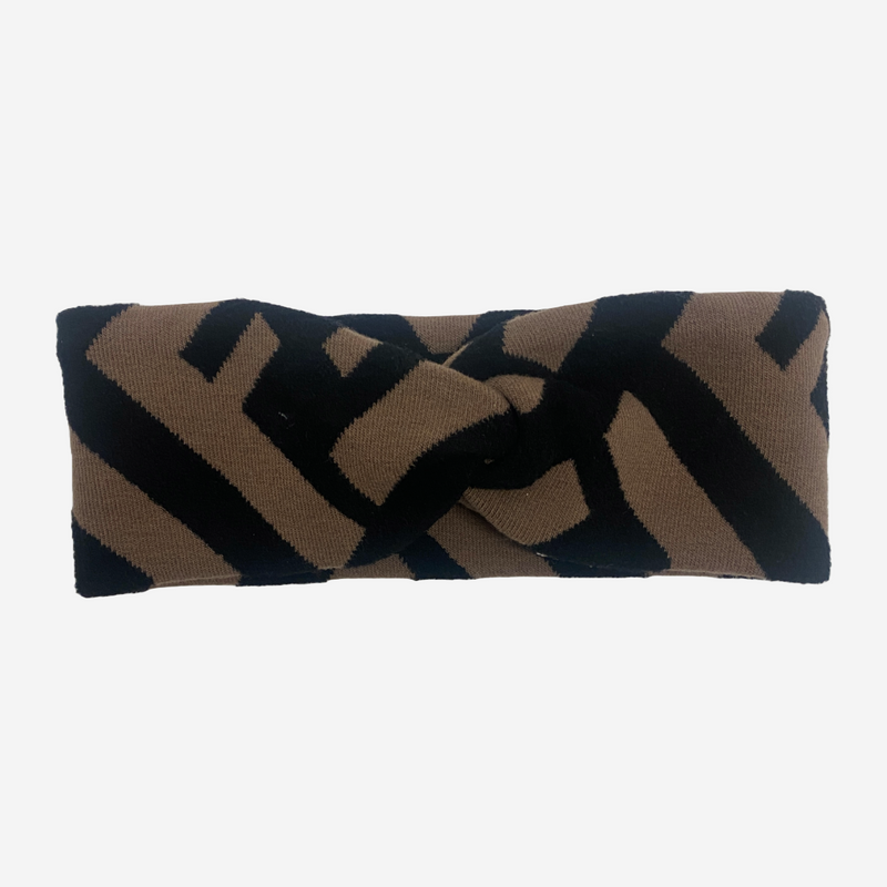 Fendi women's black and brown wool monogram headband