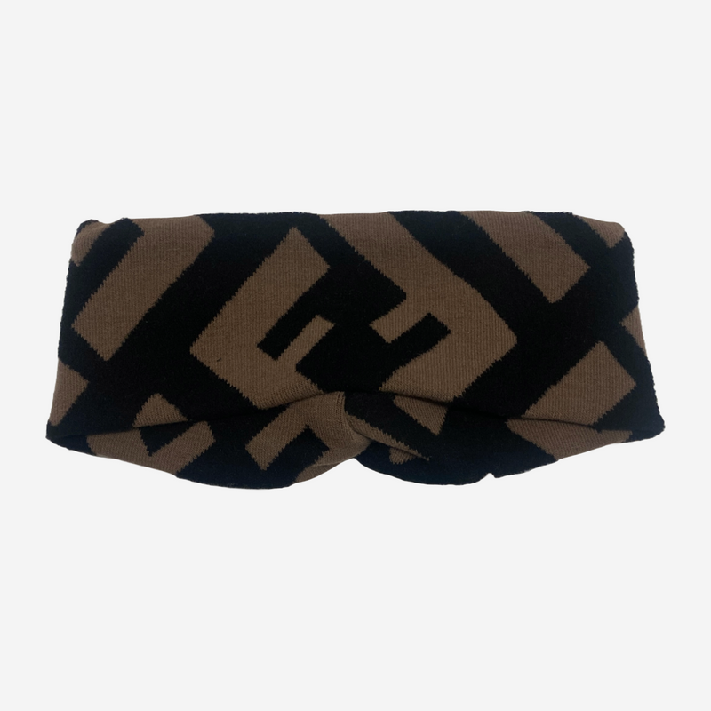 Fendi women's black and brown wool monogram headband