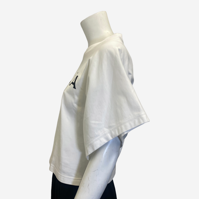 Alaia women's white and black cotton logo cropped t-shirt