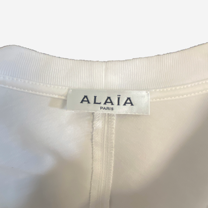 Alaia women's white and black cotton logo cropped t-shirt