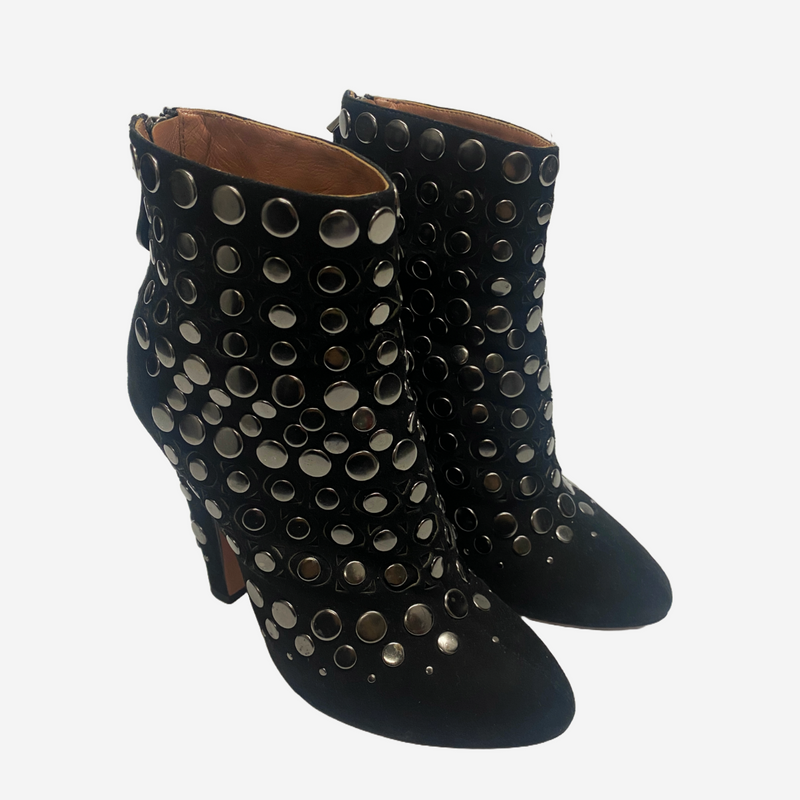 Alaia women's black suede studded ankle boots