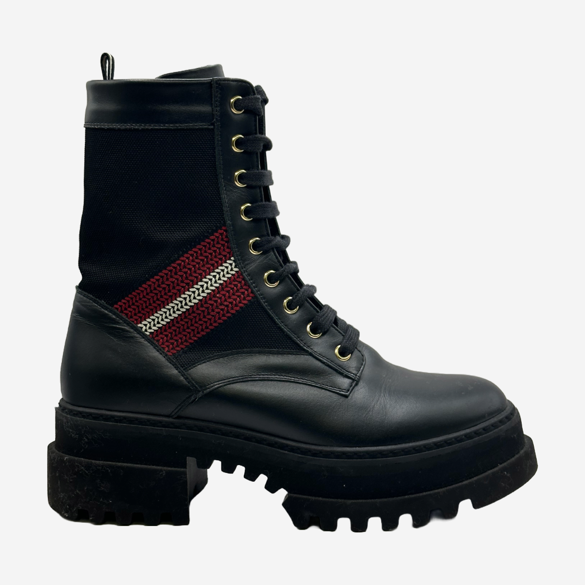 Bally Red and Black Leather Boots with Classic Design BALLY Shearling-trimmed leather ankle boots | NET-A-PORTER main image 2