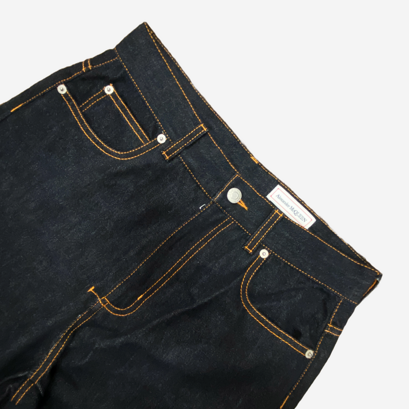 Alexander McQueen women's dark navy denim high waist trousers