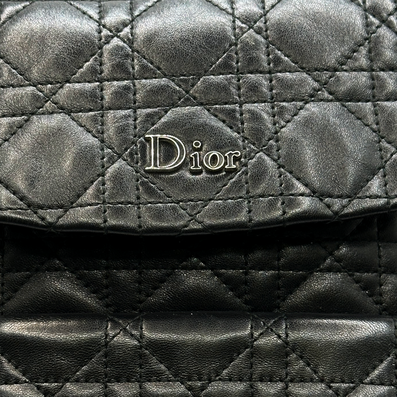 Christian Dior women's black quilted leather backpack with front pocket