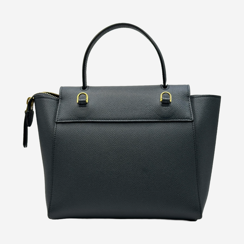Celine women's  petrol blue grained calfskin mini belt handbag