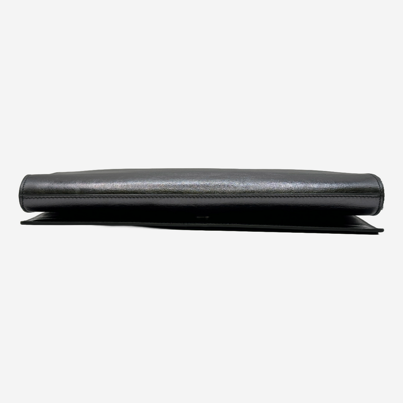 YSL women's silver metallic leather clutch