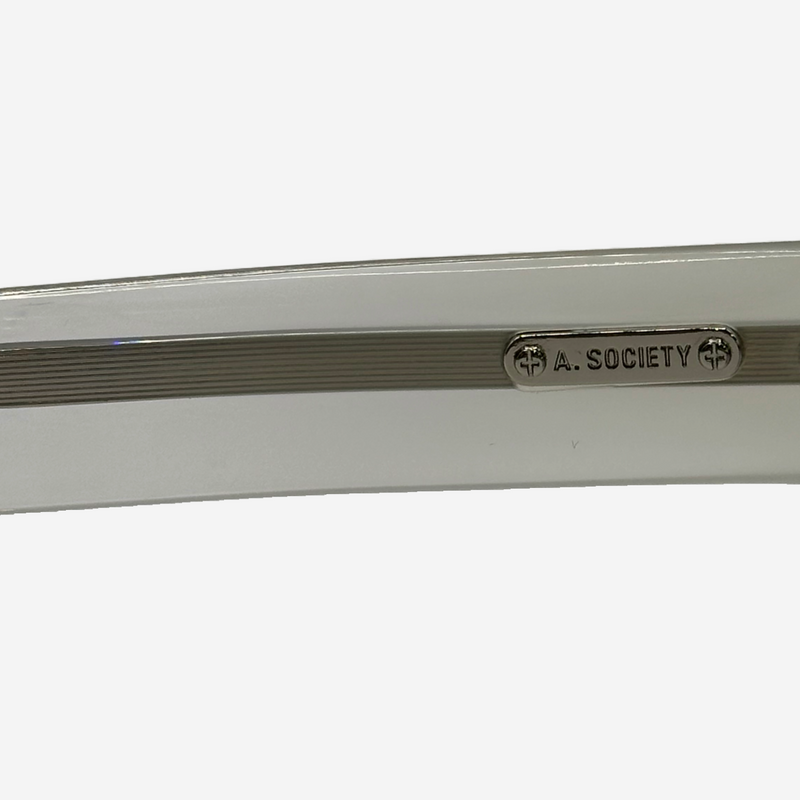 A. Society clear acetate cat eye sunglasses with purple tinted lenses