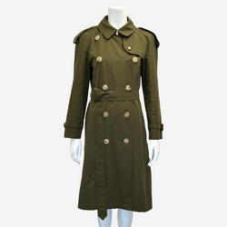 Burberry women's olive green cotton double breasted westminster heritage trench coat