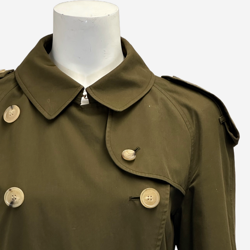 Burberry women's olive green cotton double breasted westminster heritage trench coat