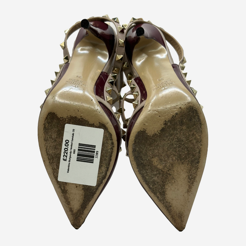 Valentino nude and burgundy patent leather rockstud heels