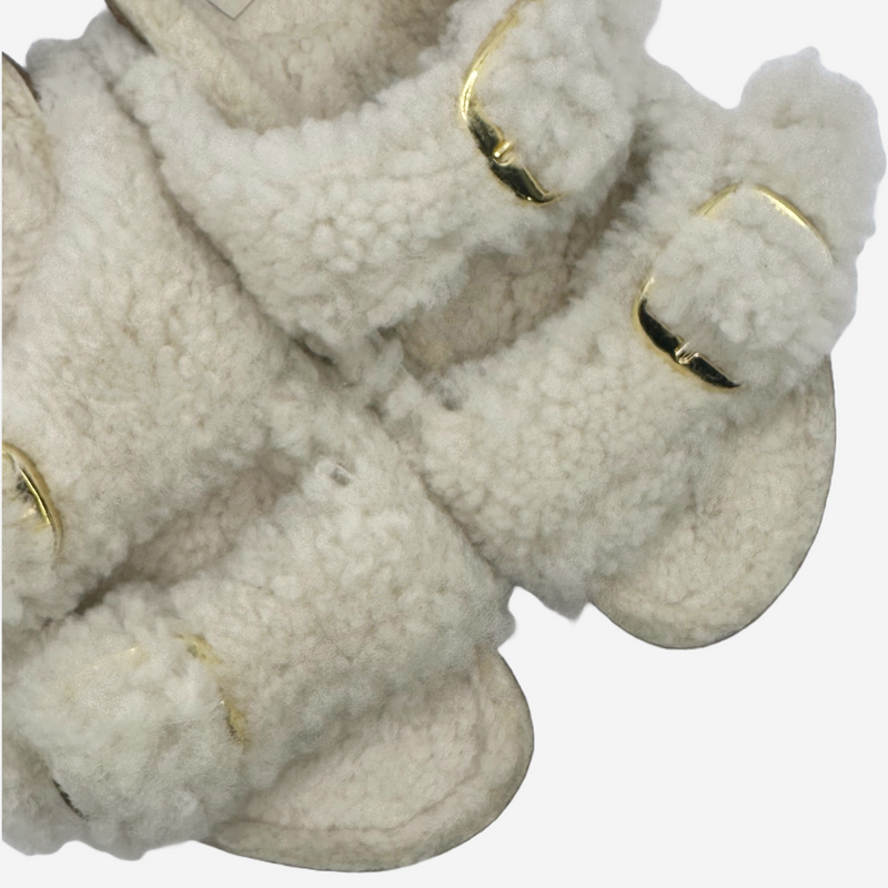 Birkenstock women's white shearling fur sandals