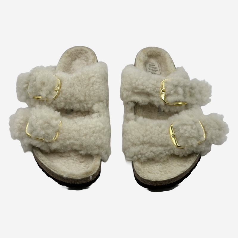 Birkenstock women's white shearling fur sandals