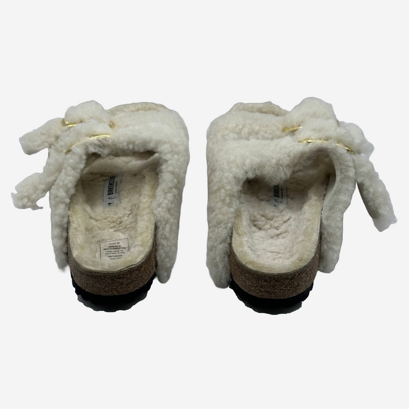 Birkenstock women's white shearling fur sandals