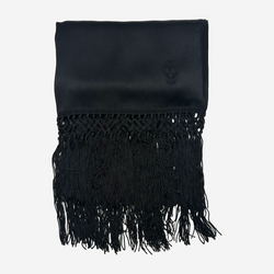 Alexander Mcqueen black silk narrow fringed scarf