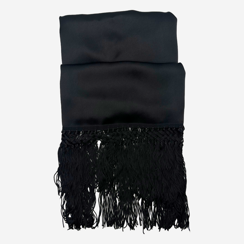 Alexander Mcqueen black silk narrow fringed scarf