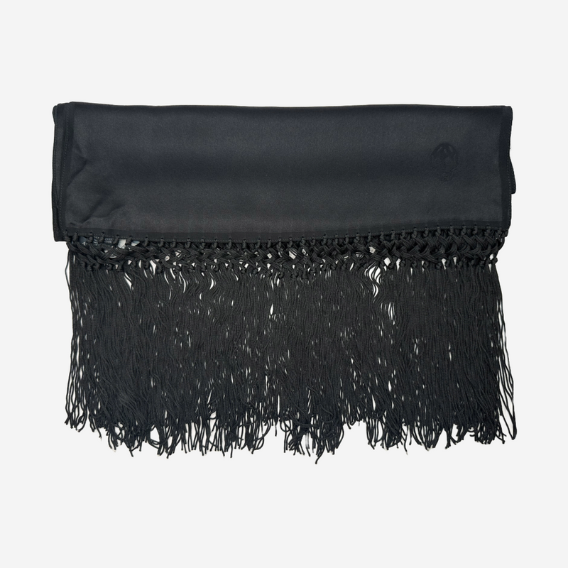 Alexander Mcqueen black silk narrow fringed scarf