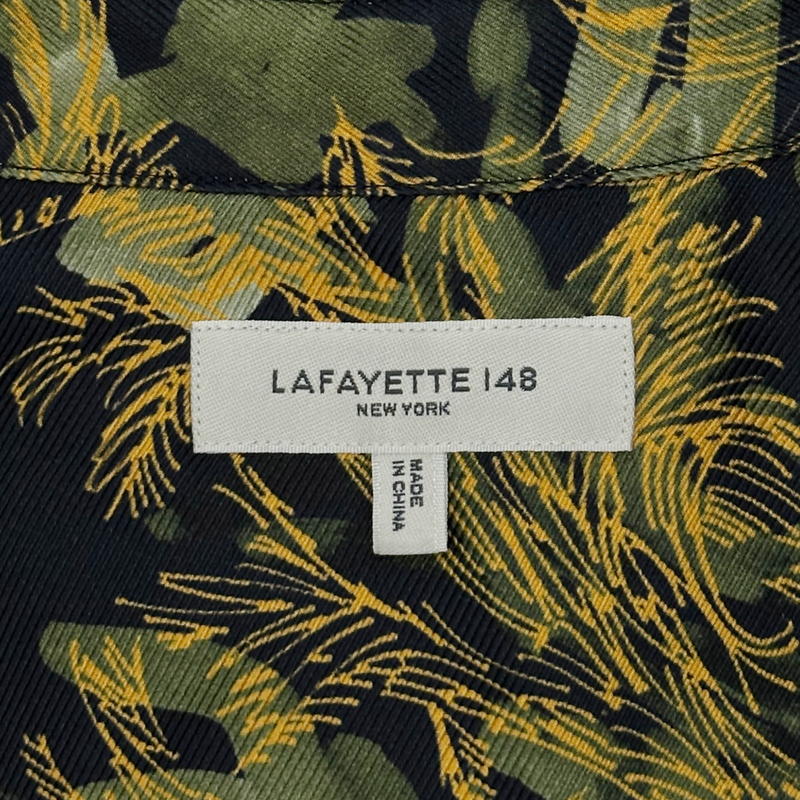 Lafayette 148 women's black and gold floral print silk blouse