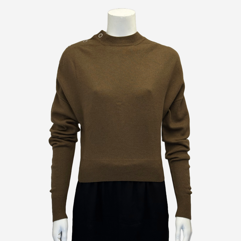 Celine women's brown cashmere and wool dropped shoulders jumper