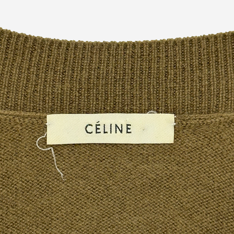 Celine women's brown cashmere and wool dropped shoulders jumper