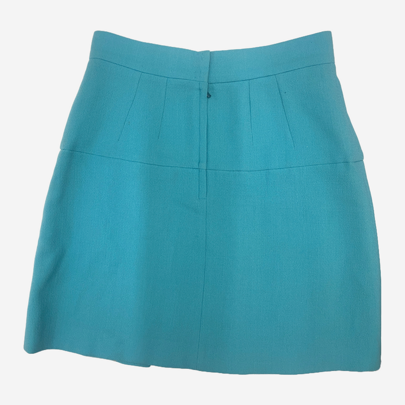 Dolce&Gabbana blue woolen pleated mini skirt with embellished buttons