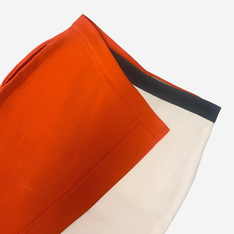 Fendi women's orange and white wool panelled skirt