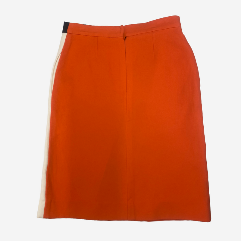 Fendi women's orange and white wool panelled skirt