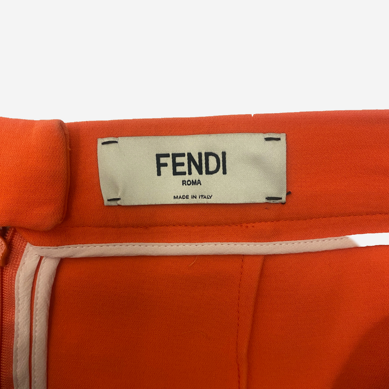 Fendi women's orange and white wool panelled skirt
