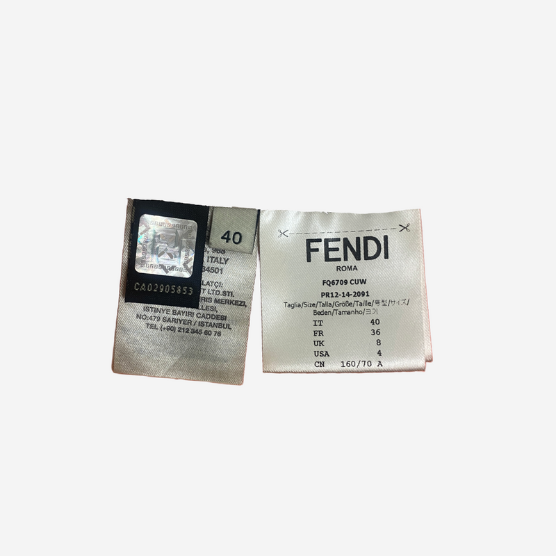 Fendi women's orange and white wool panelled skirt