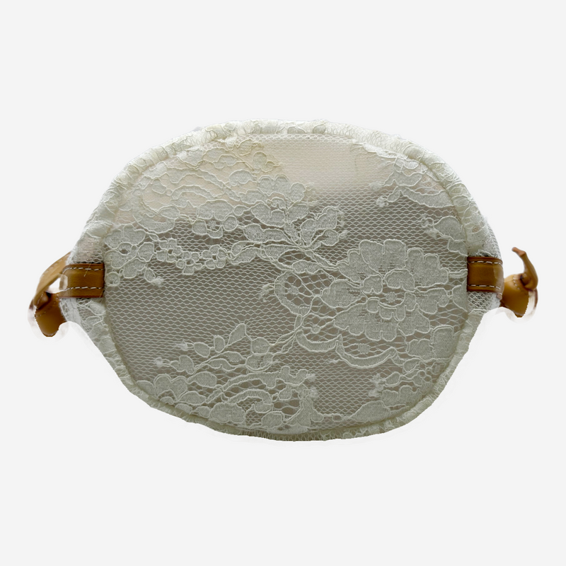 Ermanno Scervino women's white and yellow lace and leather handbag