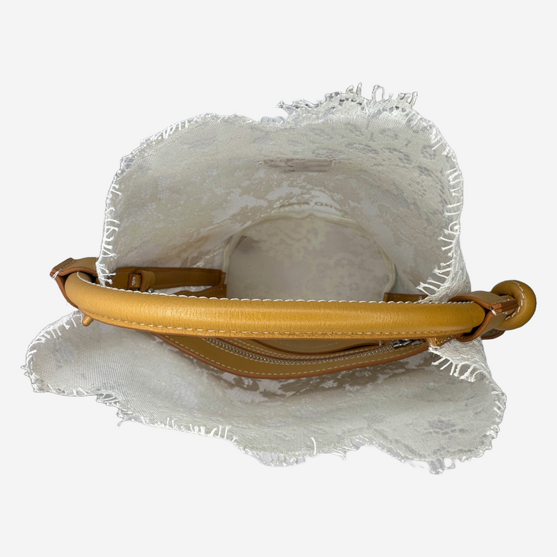 Ermanno Scervino women's white and yellow lace and leather handbag