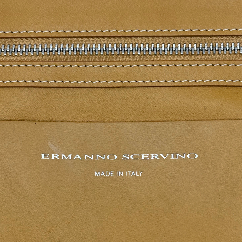 Ermanno Scervino women's white and yellow lace and leather handbag