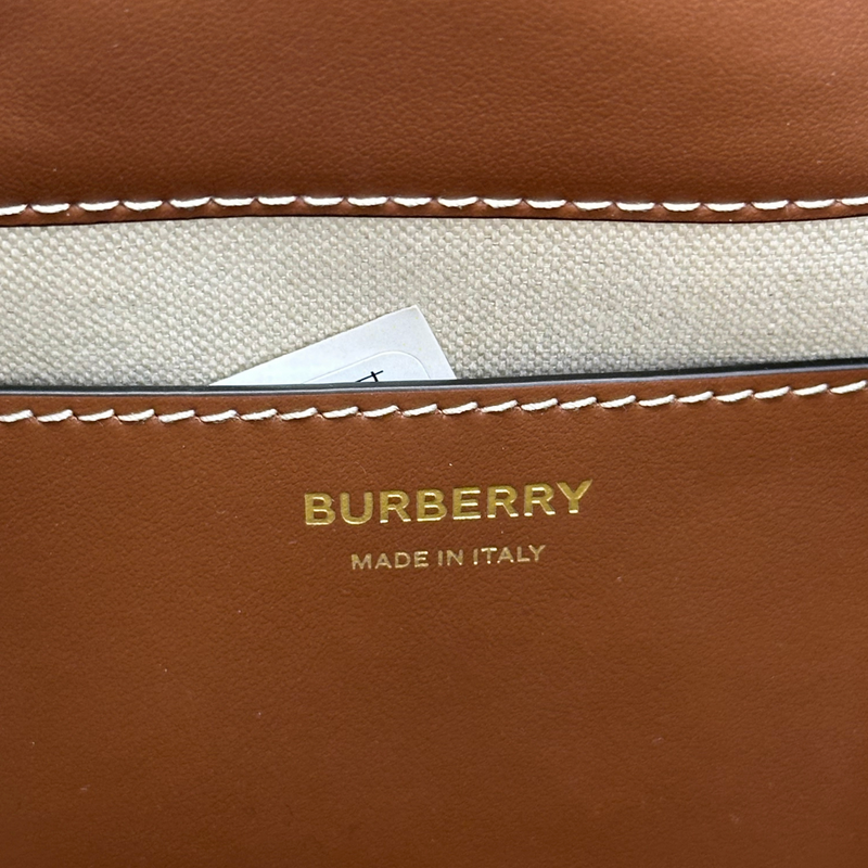 Burberry women's brown checkered canvas TB bucket bag