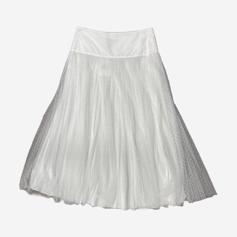 Christian Dior women's white polka dot tulle maxi skirt