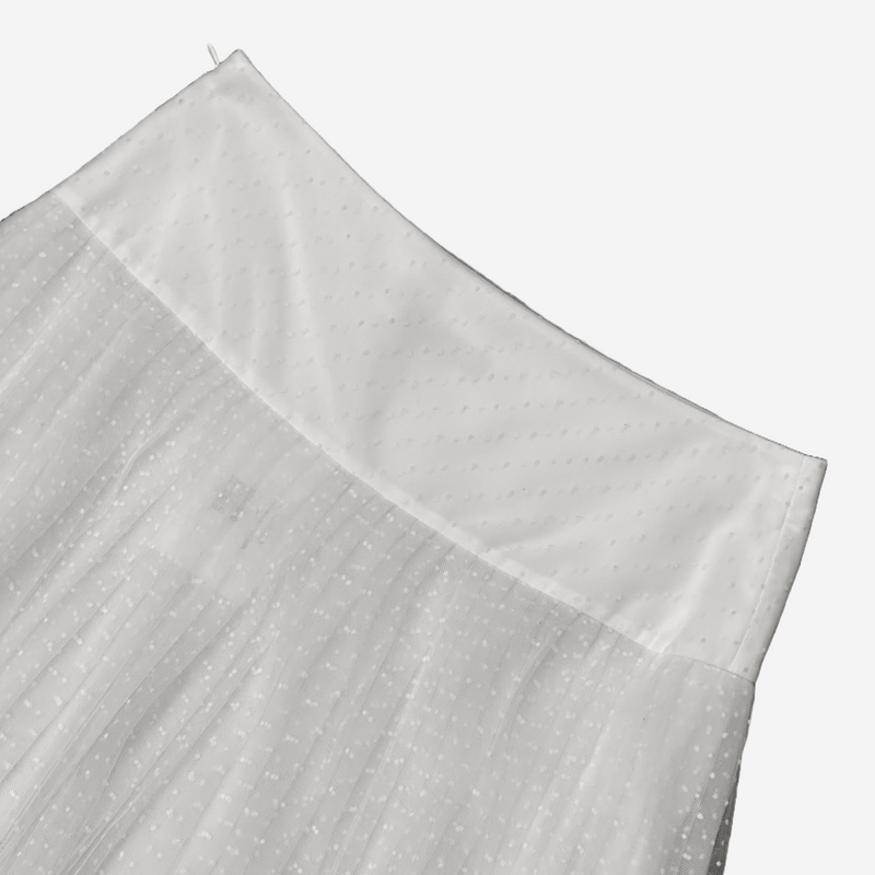 Christian Dior women's white polka dot tulle maxi skirt