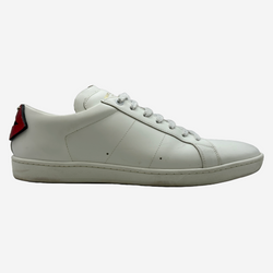 Saint Laurent men's white leather lips sneakers